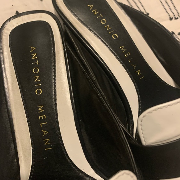 Black and White Antonio Melani Block Heel Loafers - Picture 2 of 3